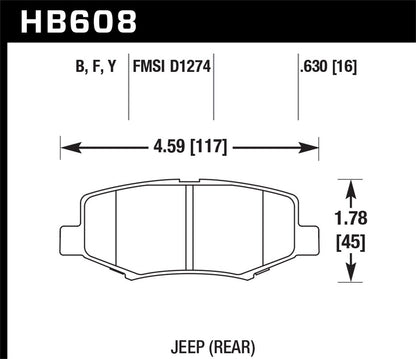 Hawk Street HPS Brake Pads Rear Jeep Wrangler All 2007-2012 *Discontinued