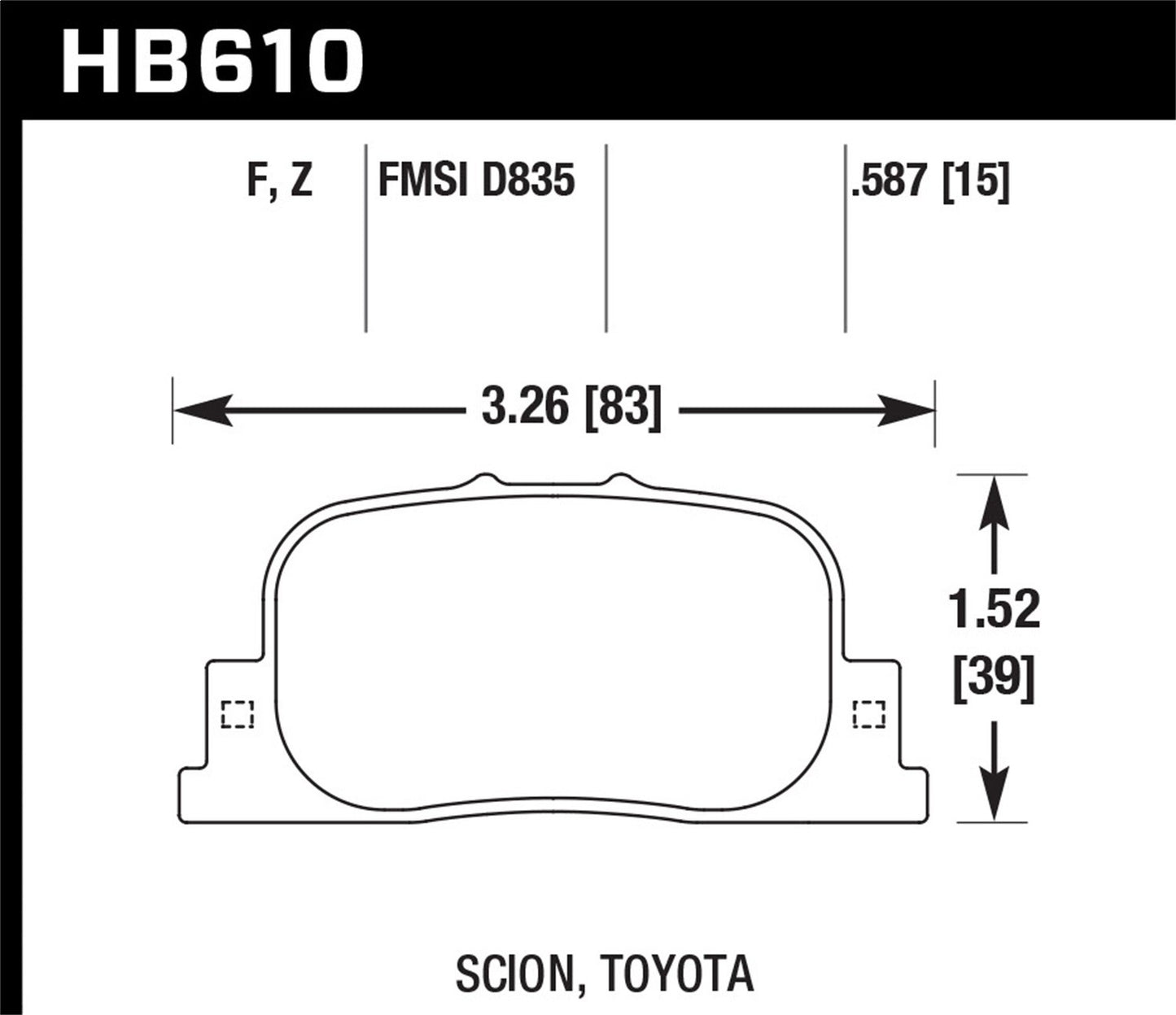 Hawk Ceramic Brake Pads Rear Scion Tc Spec 2007-2008