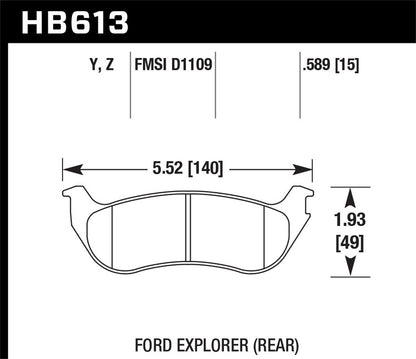 Hawk LTS Truck/SUV Brake Pads Rear Ford Explorer Base 2005-2005