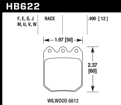 Hawk Wilwood DLS 6812 Blue 9012 Race Brake Pads HB622E.550