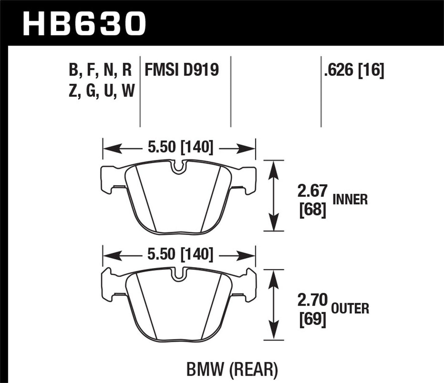 Hawk HP Plus Brake Pads Rear BMW 645Ci Base 2004-2006 *Discontinued