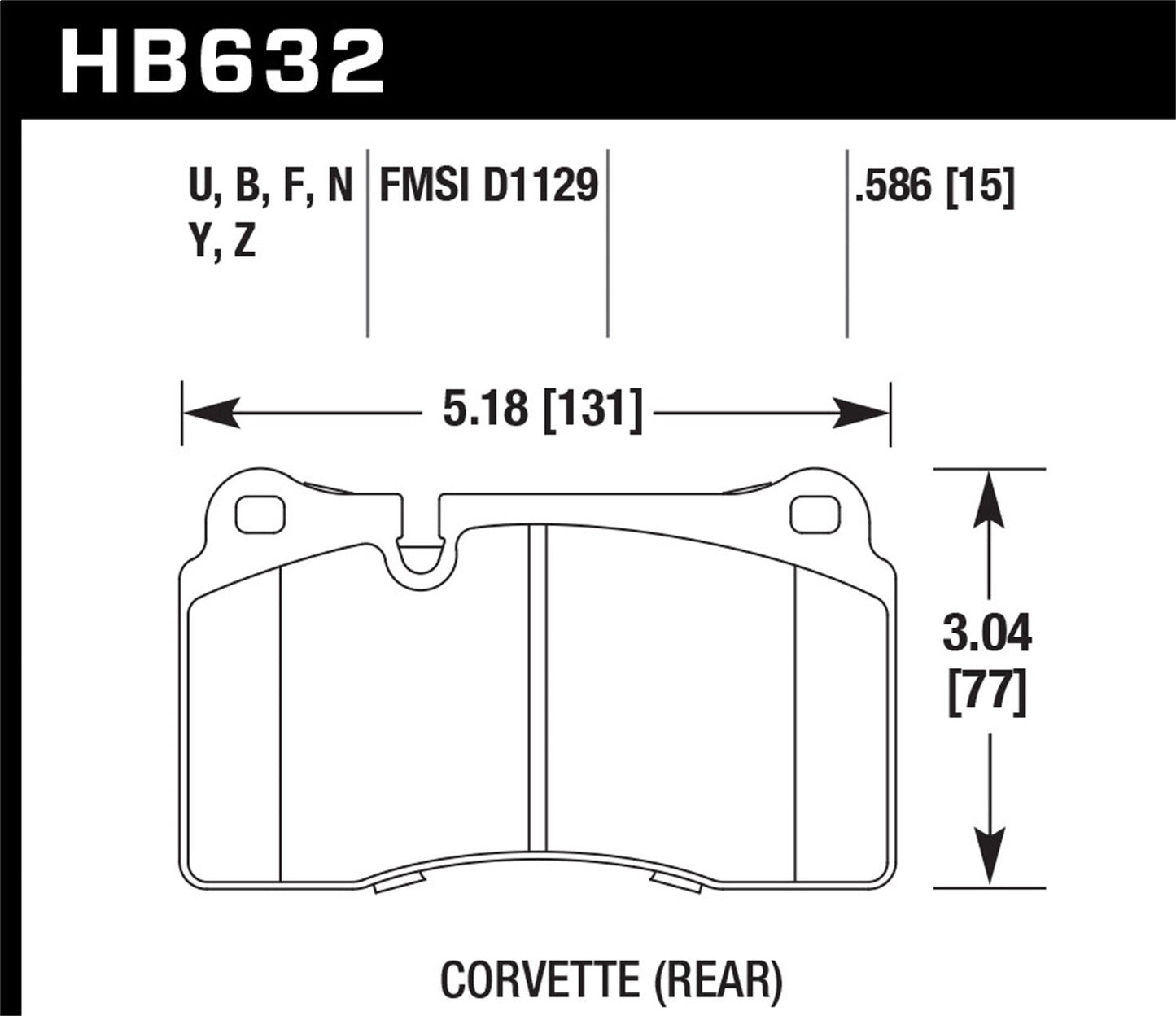 Hawk HP Plus Brake Pads Rear Chevrolet Corvette Z06 2009-2011