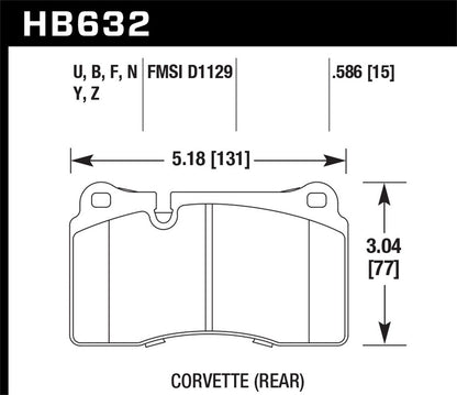 Hawk HP Plus Brake Pads Rear Chevrolet Corvette Z06 2009-2011