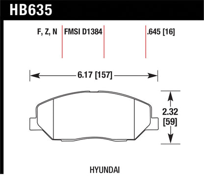 Hawk Street HPS Brake Pads Front Hyundai Genesis 3.8 2009-2009