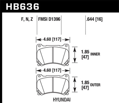 Hawk HP Plus Brake Pads Front Hyundai Genesis 4.6 2009-2010