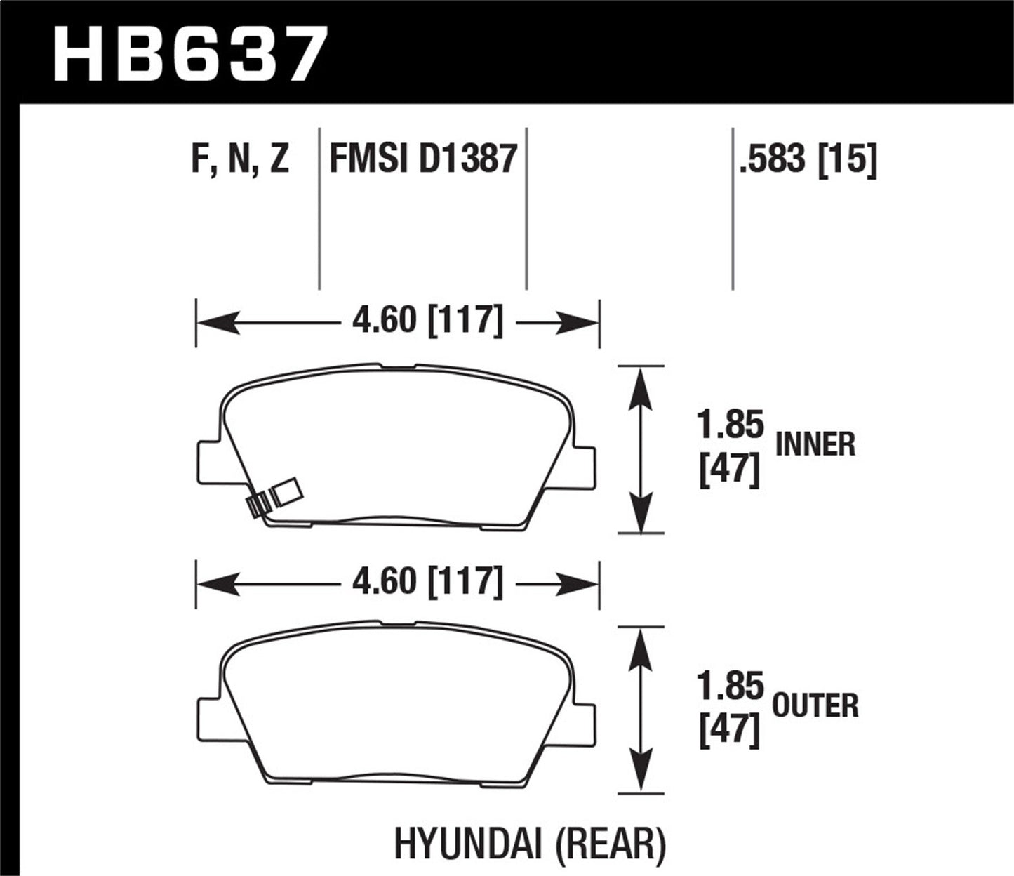 Hawk Street HPS Brake Pads Rear Hyundai Genesis 4.6 2009-2009