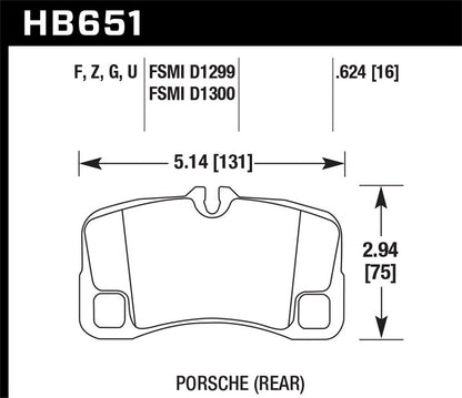 Hawk 12-13 Porsche 911 Turbo HPS 5.0 Rear Brake Pads HB651B.624 *Discontinued