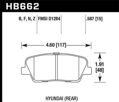 Hawk Street HPS Brake Pads Rear Hyundai Genesis Coupe  2010-2010 *Discontinued
