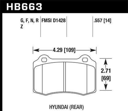 Hawk HP Plus Brake Pads Rear Hyundai Genesis Coupe  2010-2010 *Discontinued