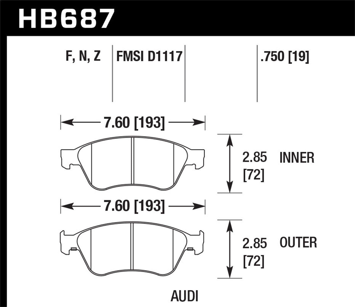 Hawk Performance Hawk 09-11 Audi S6 Base 5.2L HPS 5.0 Street Brake Pads - Front HB687B.750