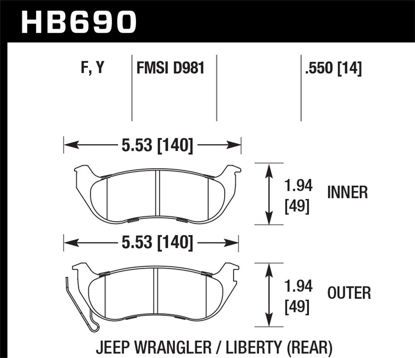 Hawk LTS Street Rear Brake Pad