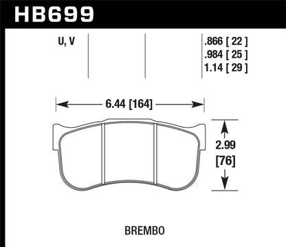 Hawk Brembo GT-3 Caliper 25mm Thick (Wide Annulus) DTC-60 Race Brake Pads HB699G.984