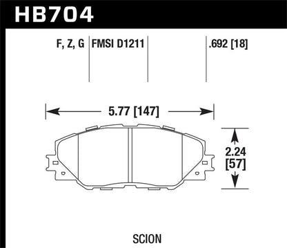 Hawk 06-16 Toyota RAV4 HPS 5.0 Front Brake Pads HB704B.692 *Discontinued