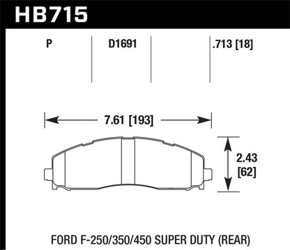 Hawk 15-17 Ford F-250/350 LTS Street Rear Brake Pads HB715Y.713 *Discontinued
