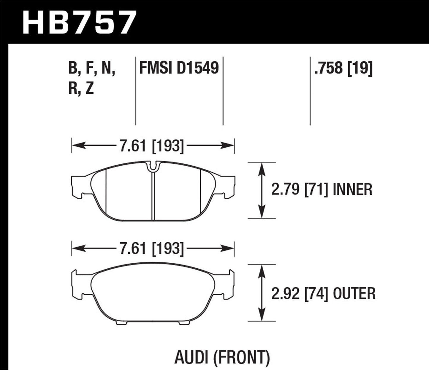 Hawk Audi 2013 A5 Quattro / 12-16 A6 Quattro/A7 Quattro/A8 Quattro PC Front *Discontinued