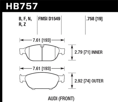 Hawk Audi 2013 A5 Quattro / 12-16 A6 Quattro/A7 Quattro/A8 Quattro PC Front *Discontinued