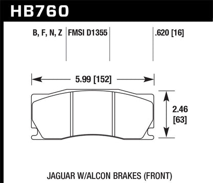 Hawk 08-12 Jaguar XKR w/Alcon Brakes DTC-70 Front Race Brake Pads HB760U.620