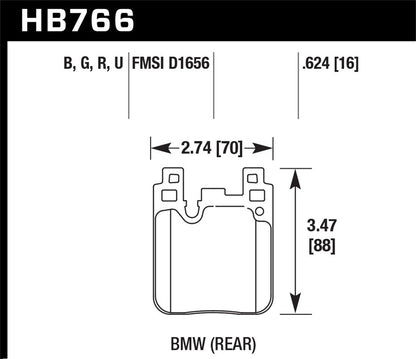 Hawk 14-20 BMW 2-Series / 12-18 BMW 3-Series HP+ Street Rear Brake Pads HB766N.624 *Discontinued