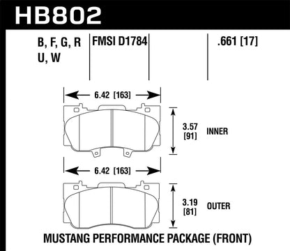 Hawk 15-17 Ford Mustang GT DTC-60 Race Front Brake Pads HB802G.661