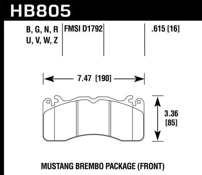 Hawk 15-17 Ford Mustang Brembo Package DTC-70 Front Brake Pads *Discontinued