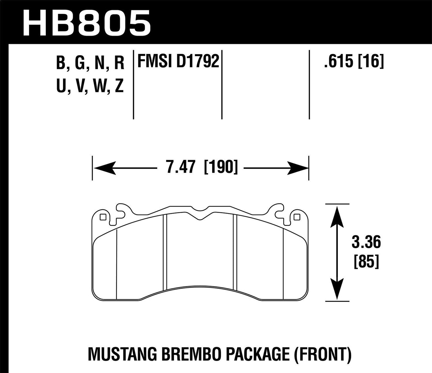 Hawk 15-17 Ford Mustang Brembo Package DTC-50 Front Brake Pads