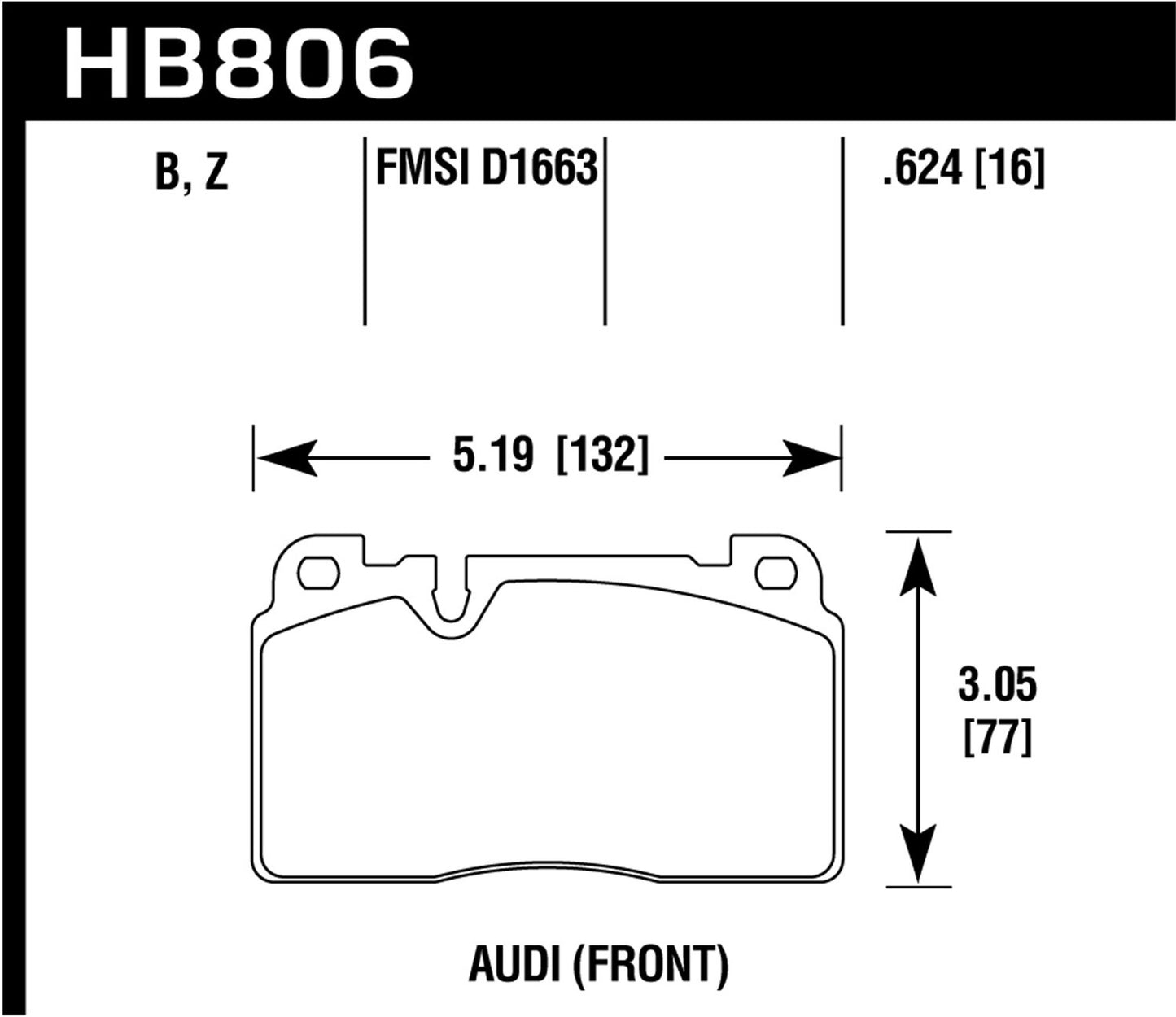 Hawk 16-17 Audi A6 HPS 5.0 Front Brake Pads HB806B.624 *Discontinued