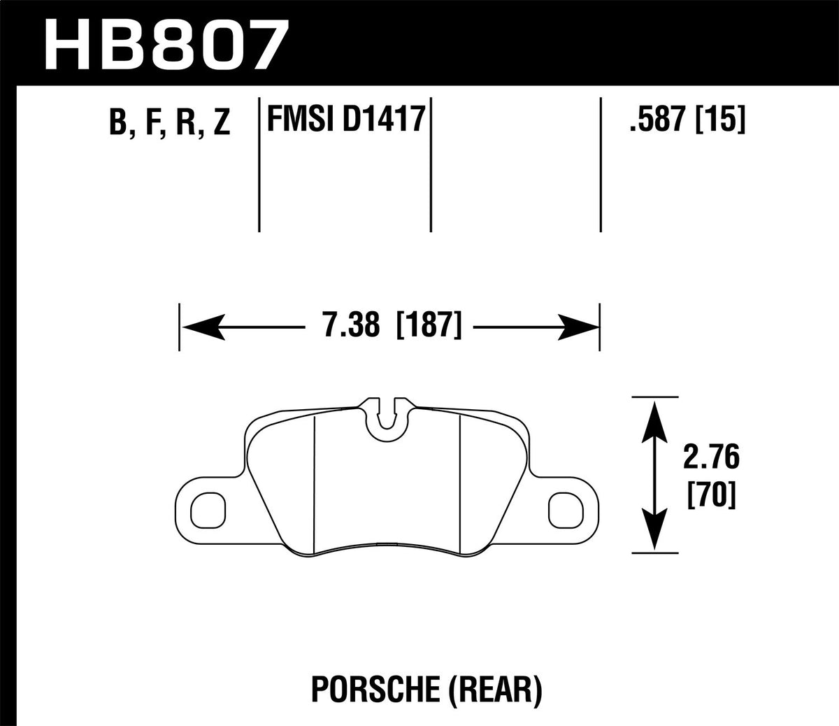 Hawk 16-17 Porsche Panamera S/GTS HP+ Street Rear Brake Pad HB807N.587 *Discontinued