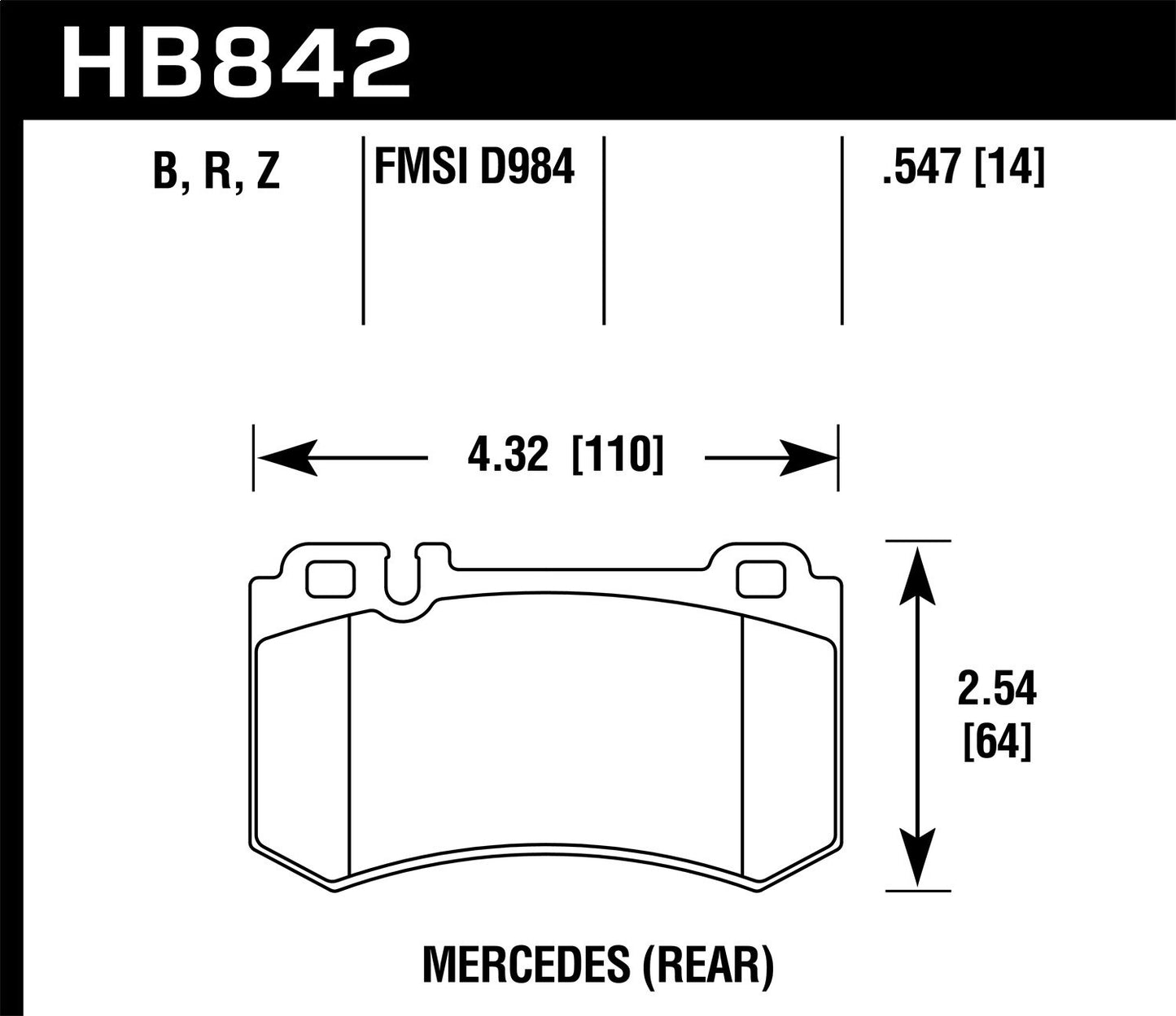 Hawk 05-10 Mercedes SLK Class HPS 5.0 Rear Brake Pads HB842B.547