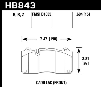 Hawk 2018 Chevrolet Camaro ZL1 HPS 5.0 Front Brake Pads HB843B.604 *Discontinued