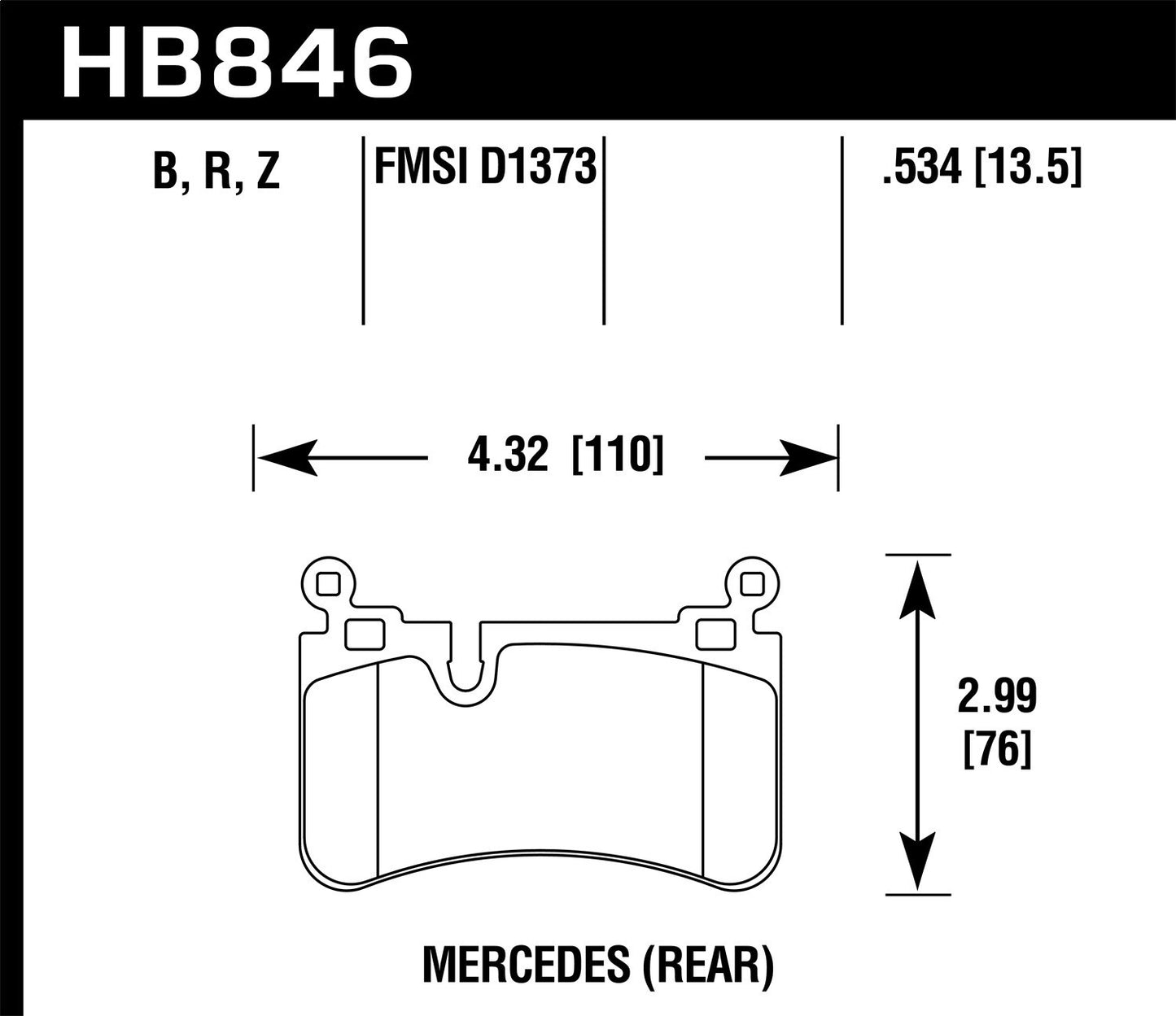 Hawk 08-13 Mercedes C-Class HPS 5.0 Rear Brake Pads HB846B.534