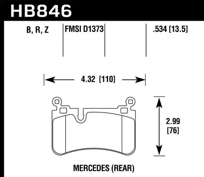 Hawk 08-13 Mercedes C-Class HPS 5.0 Rear Brake Pads HB846B.534