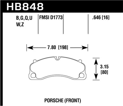 Hawk 14-19 Porsche 911 GT3/GT3 RS / 2016 Porsche Cayman GT4 HP Plus Street Front Brake Pads HB848N.646