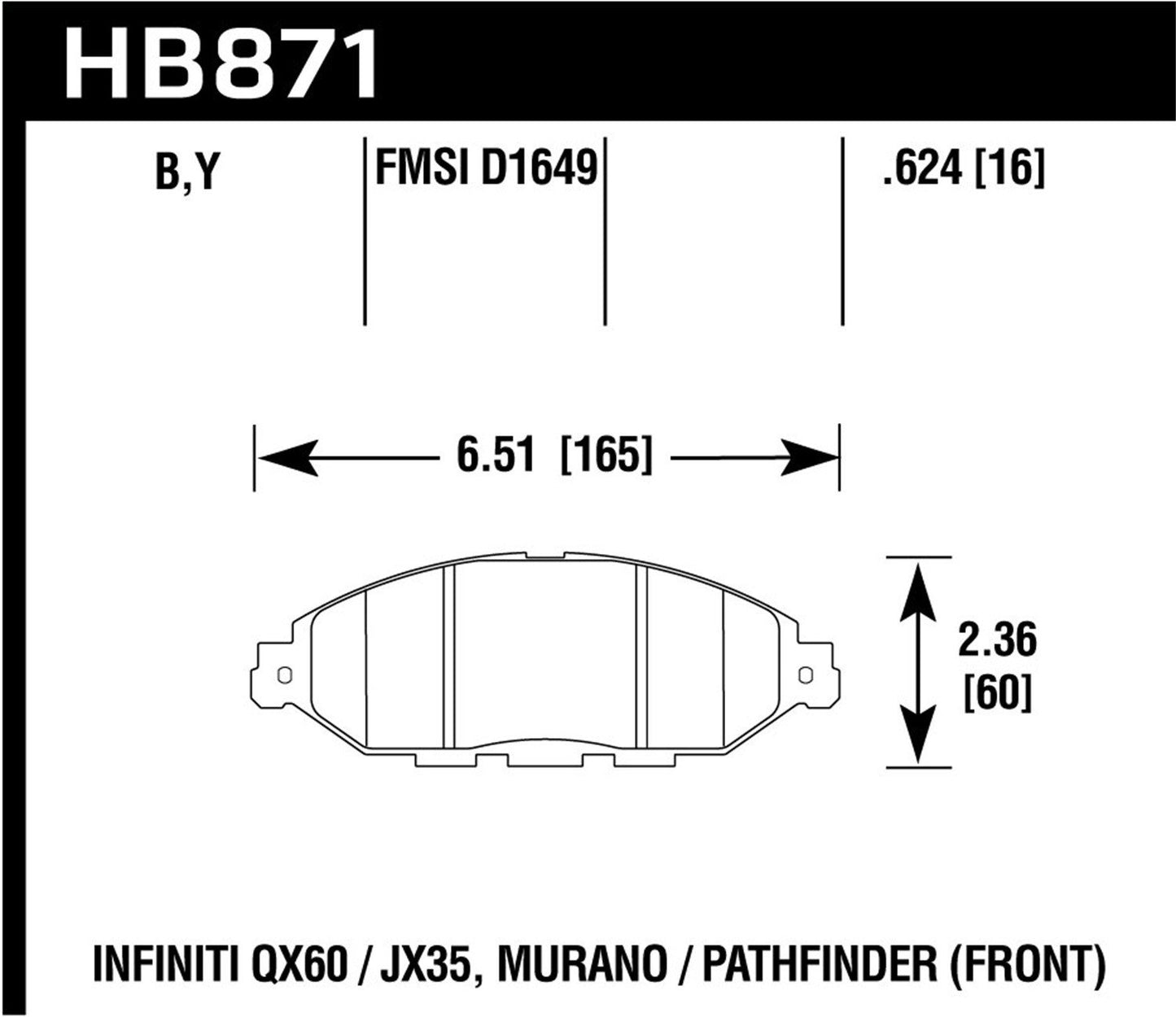 Hawk Performance Hawk 13-19 Nissan Pathfinder 3.5L / 14-19 Infiniti QX60 3.5L HPS 5.0 Front Brake Pads HB871B.624