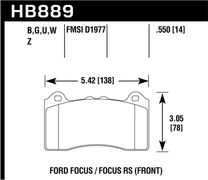 Hawk 2017 Ford Focus PC Front Brake Pads HB889Z.550 *Discontinued