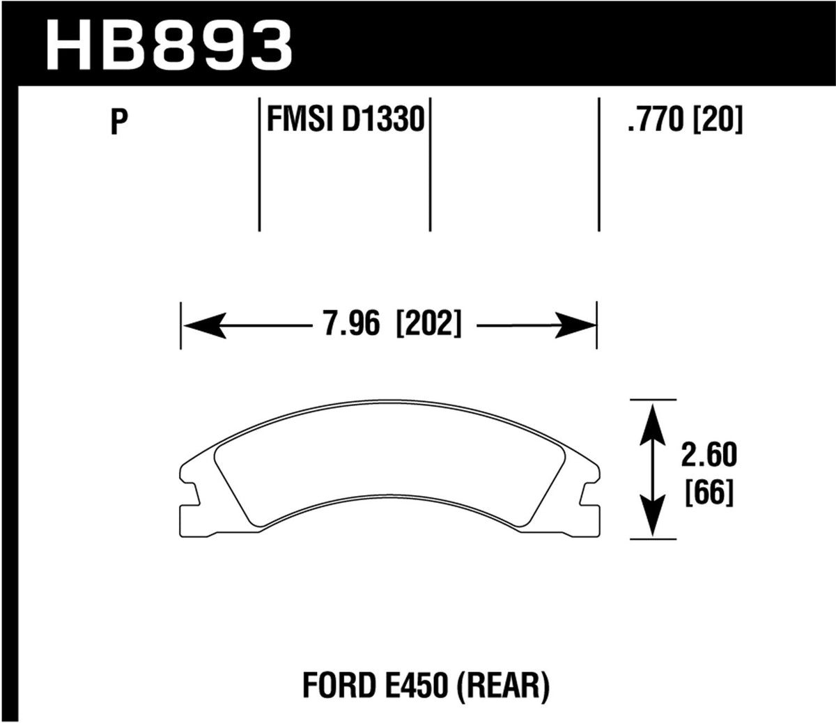 Hawk 08-16 Ford E-450 Super Duty Super Duty Street Rear Brake Pads HB893P.770