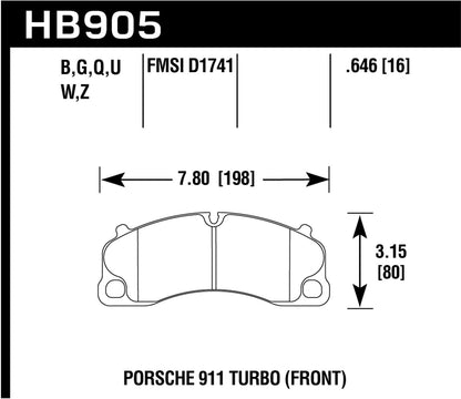 Hawk 18 Porsche 911 HPS 5.0 Front Brake Pads HB905B.646 *Discontinued