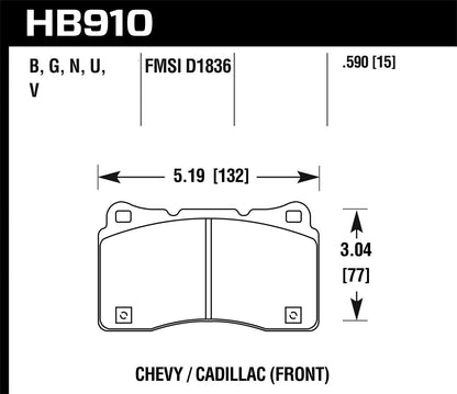Hawk 15-16 Cadillac XTS / Chevrolet Corvette HPS 5.0 Front Brake Pads HB910B.590 *Discontinued
