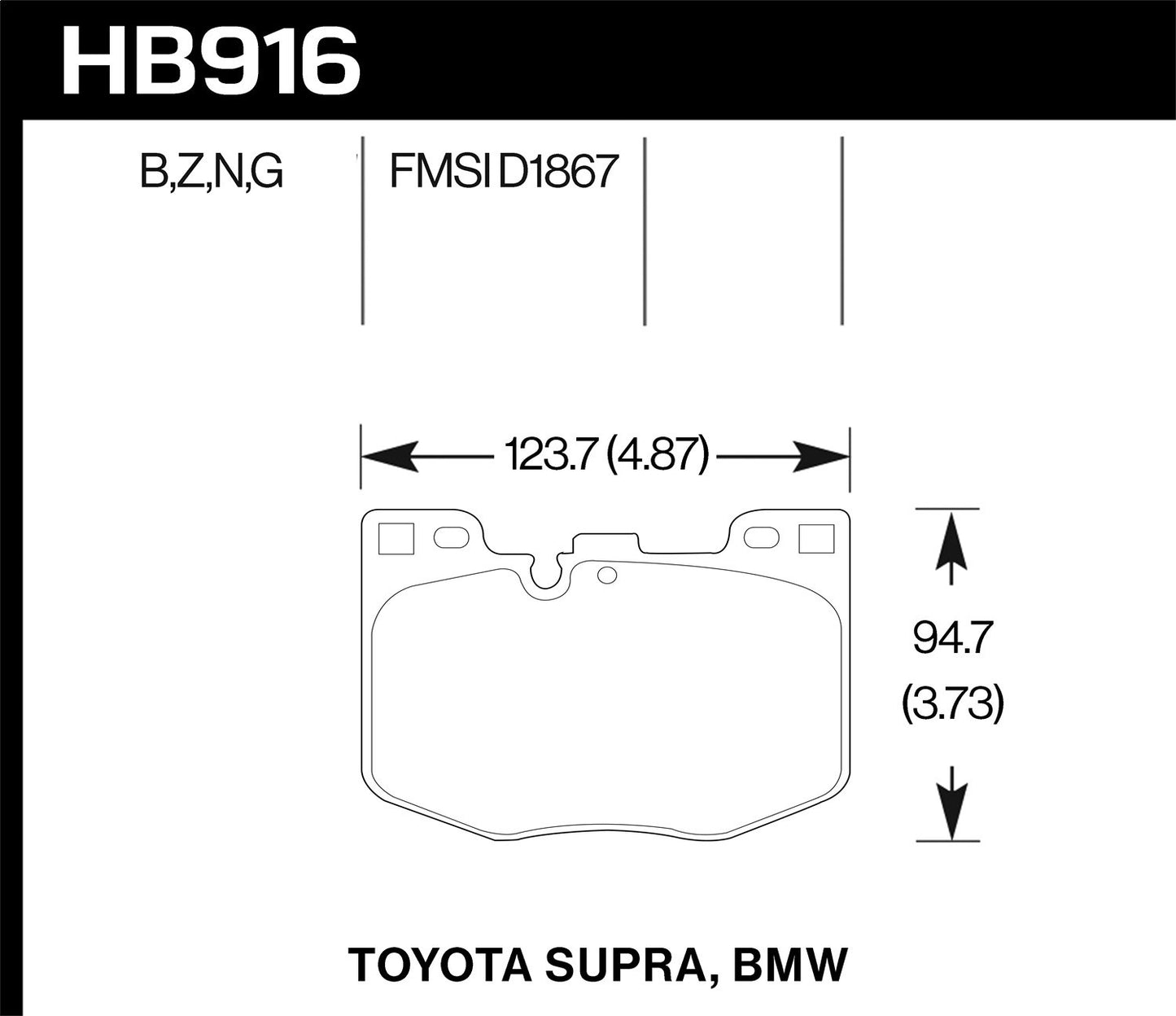 Hawk 2020 Toyota Supra / 19-20 BMW Z4 HPS 5.0 Front Brake Pads HB916B.740 *Discontinued