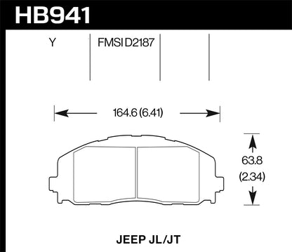 Hawk 2018 Jeep Wrangler Rubicon LTS Street Front Brake Pads HB941Y.712 *Discontinued