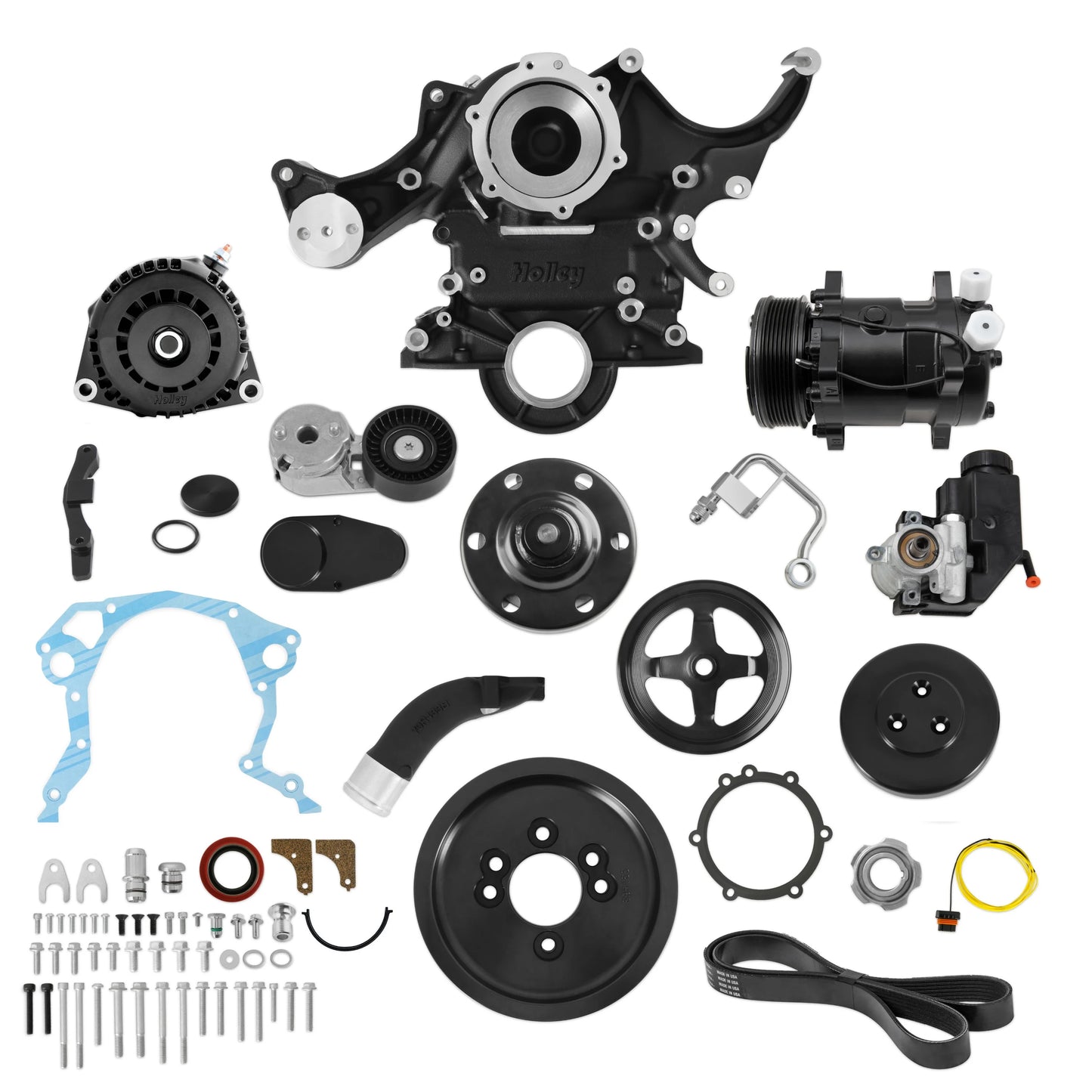 HOLLEY MID-MT ACC Drive System SBF Black Engines and Components Belts and Pulleys main image