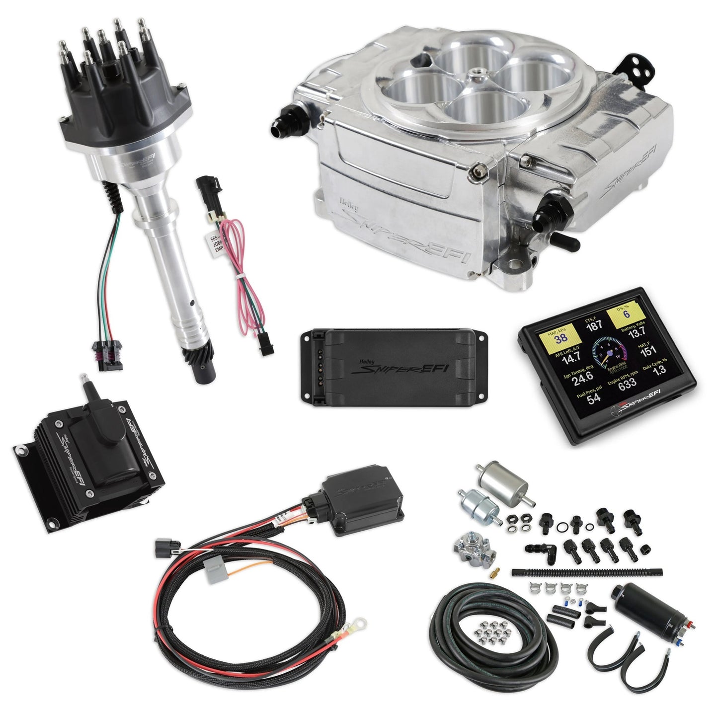 HOLLEY Sniper-2 EFI Master Kit w/SBC Ignition Polished Air and Fuel Fuel Injection Systems and Components - Electronic main image