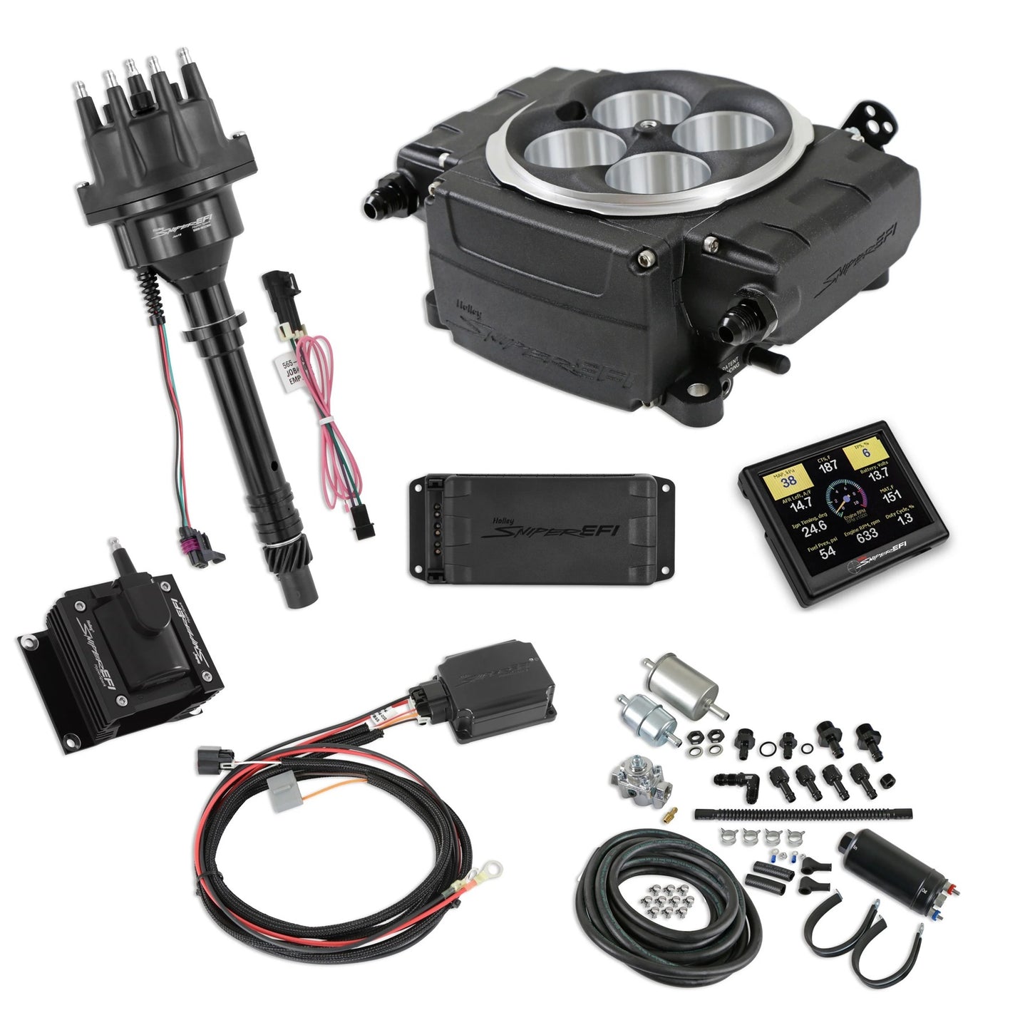 HOLLEY Sniper-2 EFI Master Kit w/SBC Ignition Black Air and Fuel Fuel Injection Systems and Components - Electronic main image