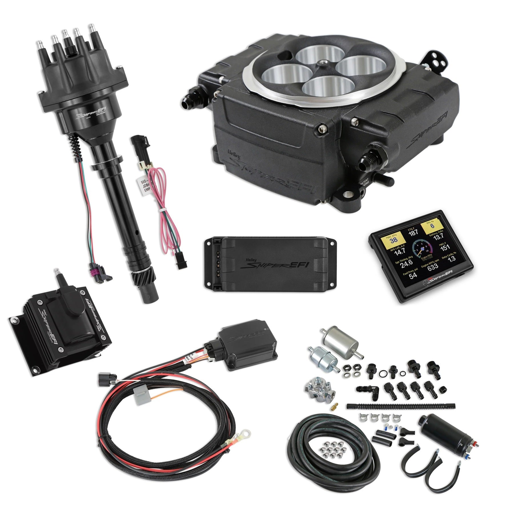 HOLLEY Sniper-2 EFI Master Kit w/SBC Ignition Black Air and Fuel Fuel Injection Systems and Components - Electronic main image