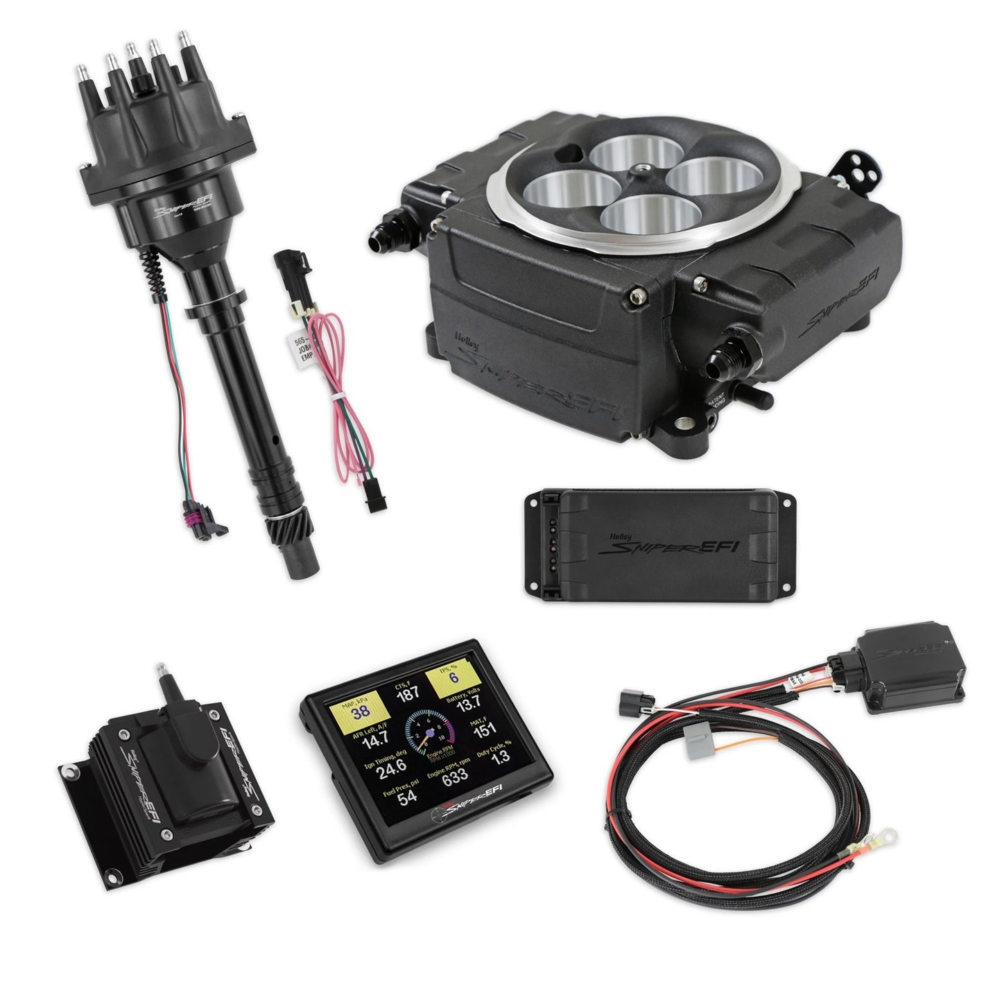 HOLLEY Sniper 2 EFI Kit Black w /PDM w/SBC Ignition Air and Fuel Fuel Injection Systems and Components - Electronic main image