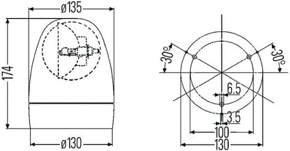 Hella Rotating Beacon H 12V Yellow Mg12 2Rl 007337001