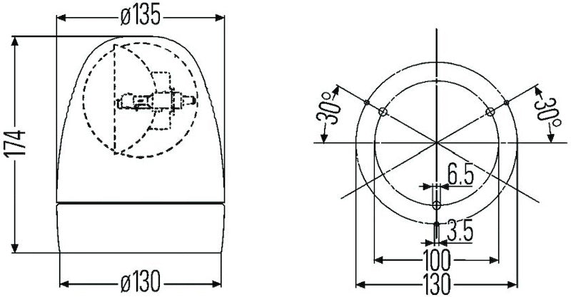Hella Rotating Beacon H 12V Yellow Mg12 2Rl 007337001