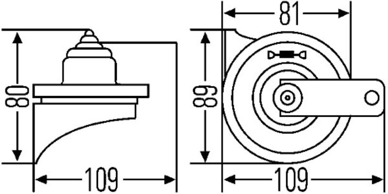 Hella Single High-Tone Trumpet Horn 12V 500Hz 007424001