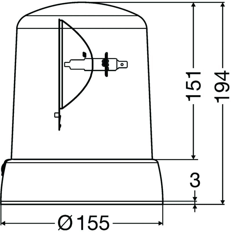 Hella KL 7000 Series 24V Amber Fixed Rotating Beacon 008061111