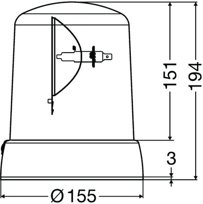 Hella KL 7000 Series 24V Amber Fixed Rotating Beacon 008061111