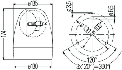 Hella Rotating Beacon H12V Yellow Mg12 2Rl 009506201